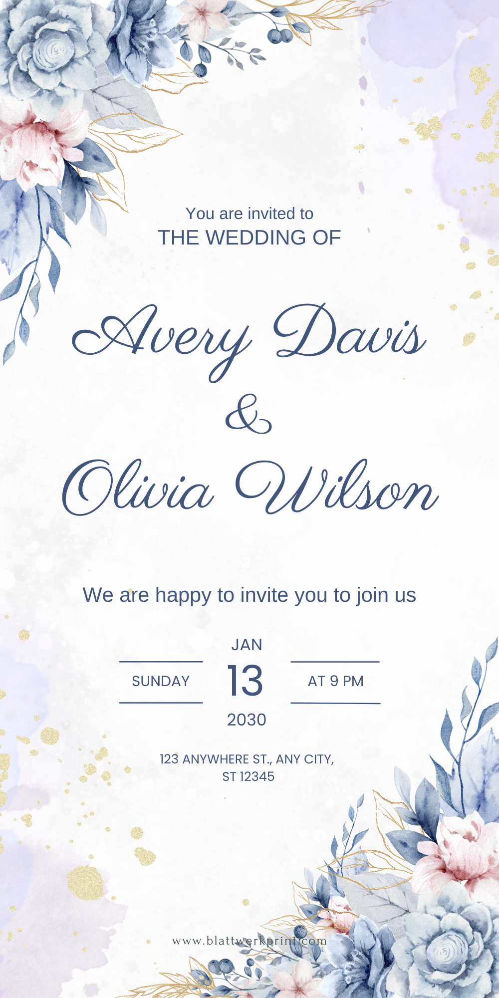 White and Blue Floral