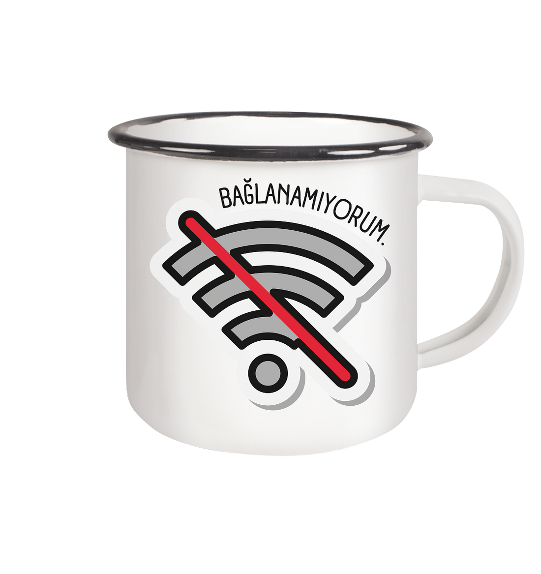 BAĞLANAMIYORUM - Emaille Tasse (Black)
