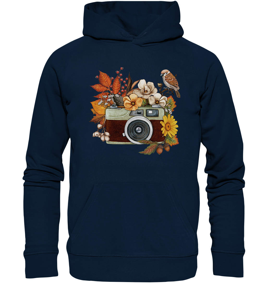 Watercolor Camera Flower Red - Organic Hoodie