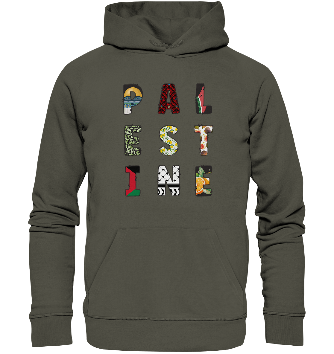 Palestine single letters - Organic Hoodie