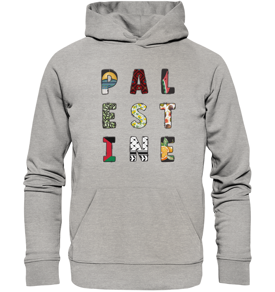 Palestine single letters - Organic Hoodie