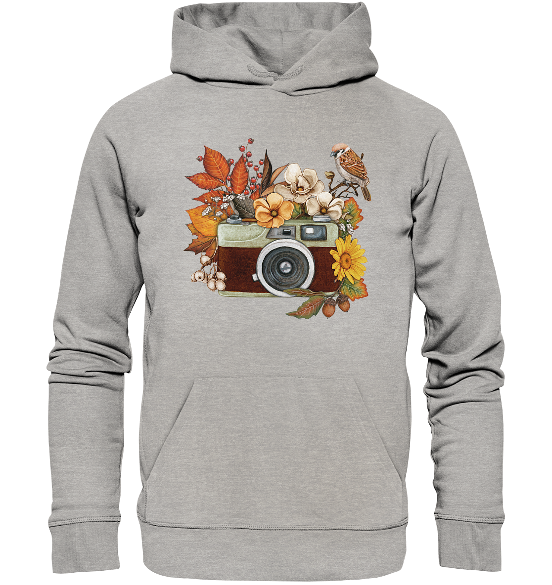 Watercolor Camera Flower Red - Organic Hoodie