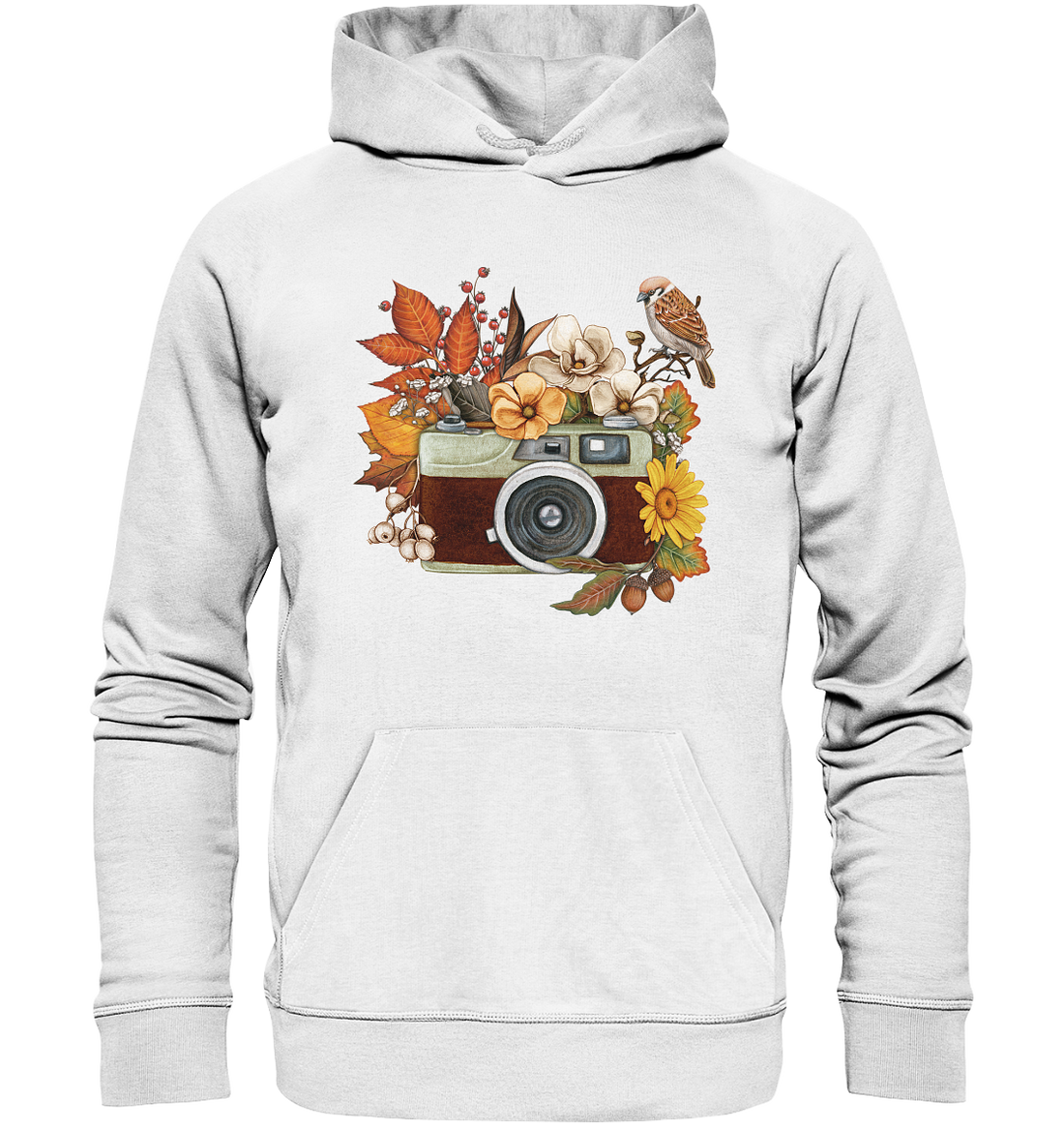 Watercolor Camera Flower Red - Organic Hoodie