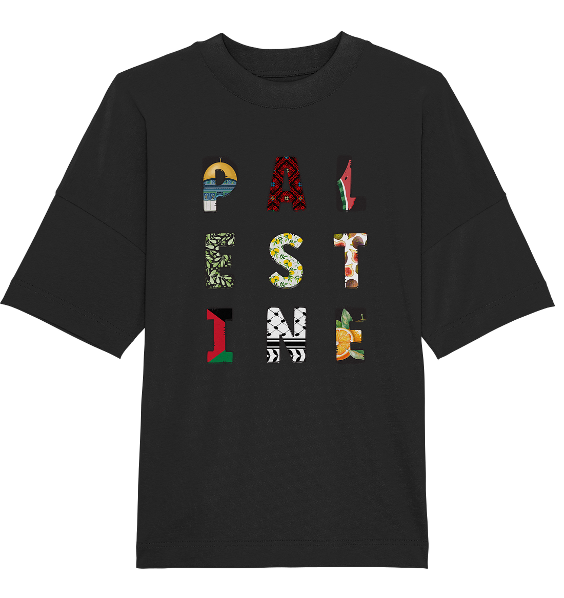Palestine single letters - Organic Oversize Shirt