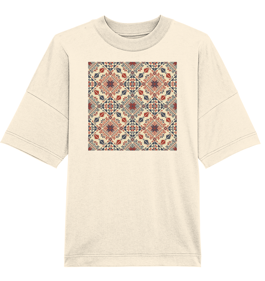 Red and Blue Circle Pattern - Oversized Unisex T-Shirt