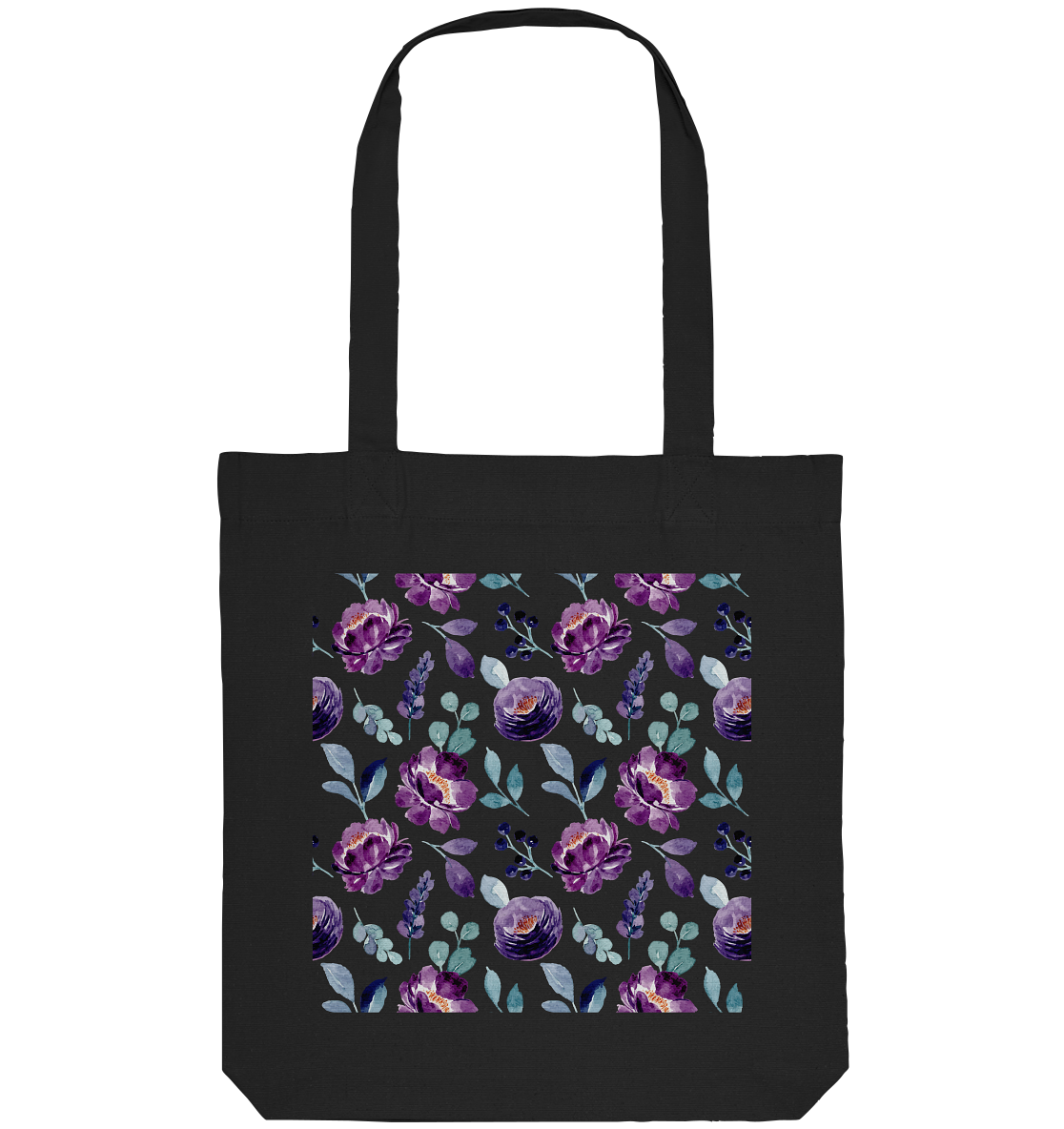 Blumenmuster Lila - Organic Tote-Bag