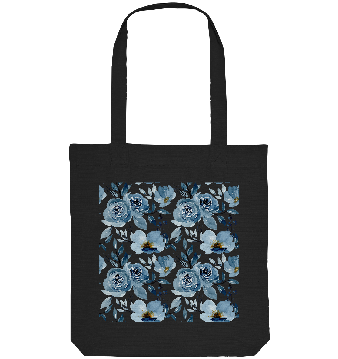 Blumenmuster Blau - Organic Tote-Bag