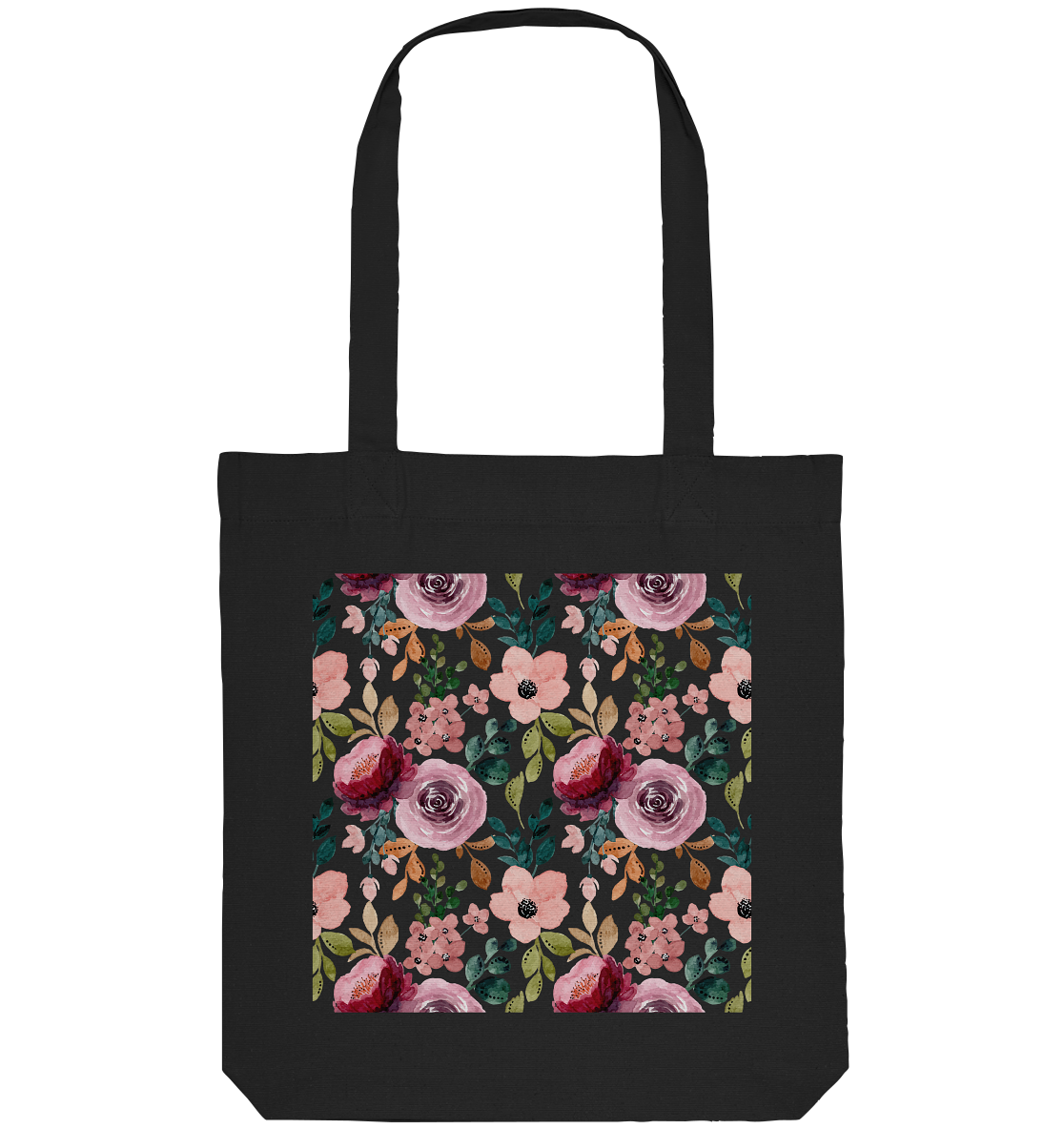 Blumenmuster Rosa Grün - Organic Tote-Bag