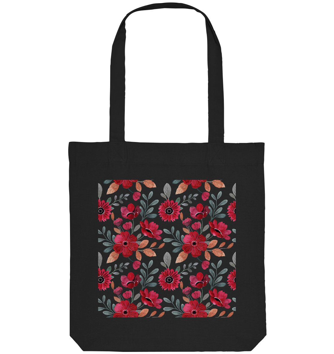 Blumenmuster Rot - Organic Tote-Bag