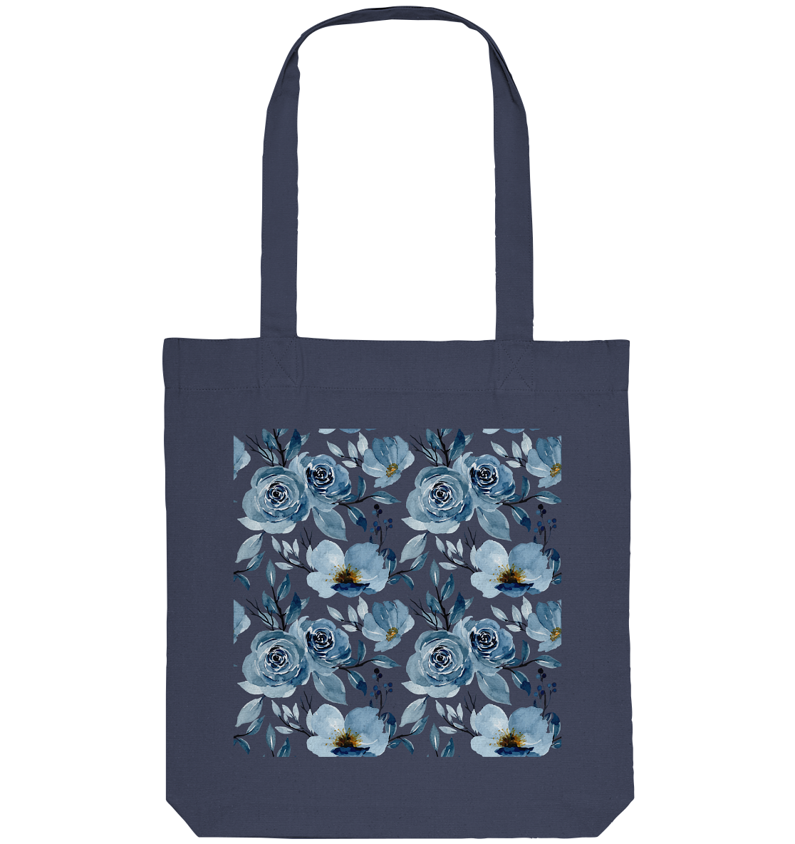 Blumenmuster Blau - Organic Tote-Bag
