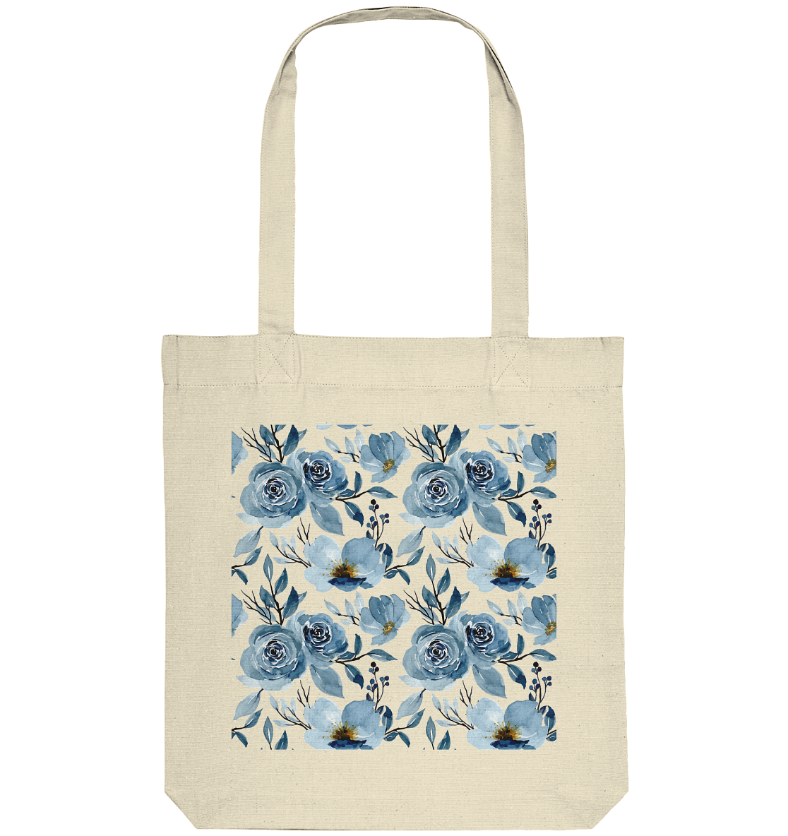Blumenmuster Blau - Organic Tote-Bag
