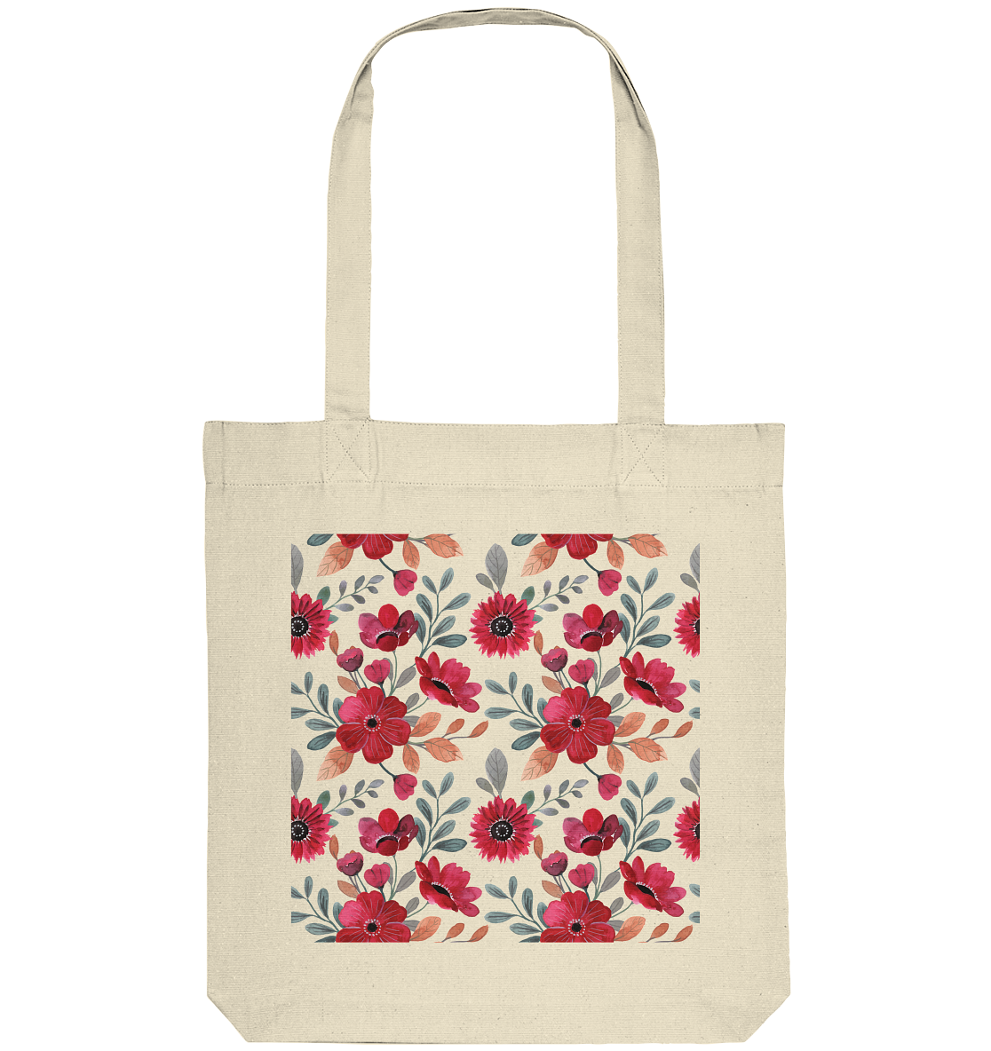 Blumenmuster Rot - Organic Tote-Bag
