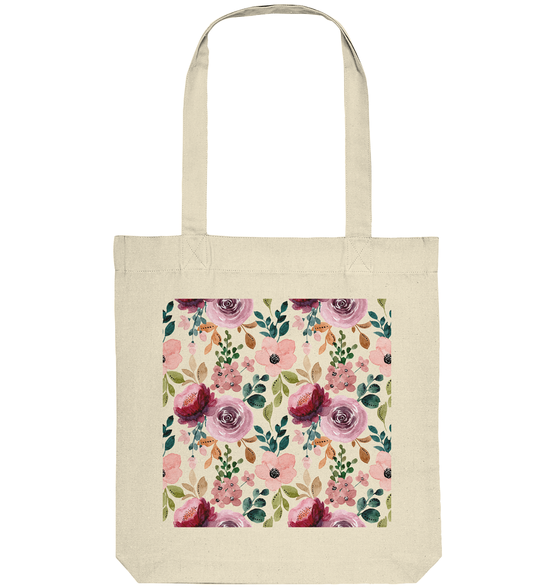 Blumenmuster Rosa Grün - Organic Tote-Bag