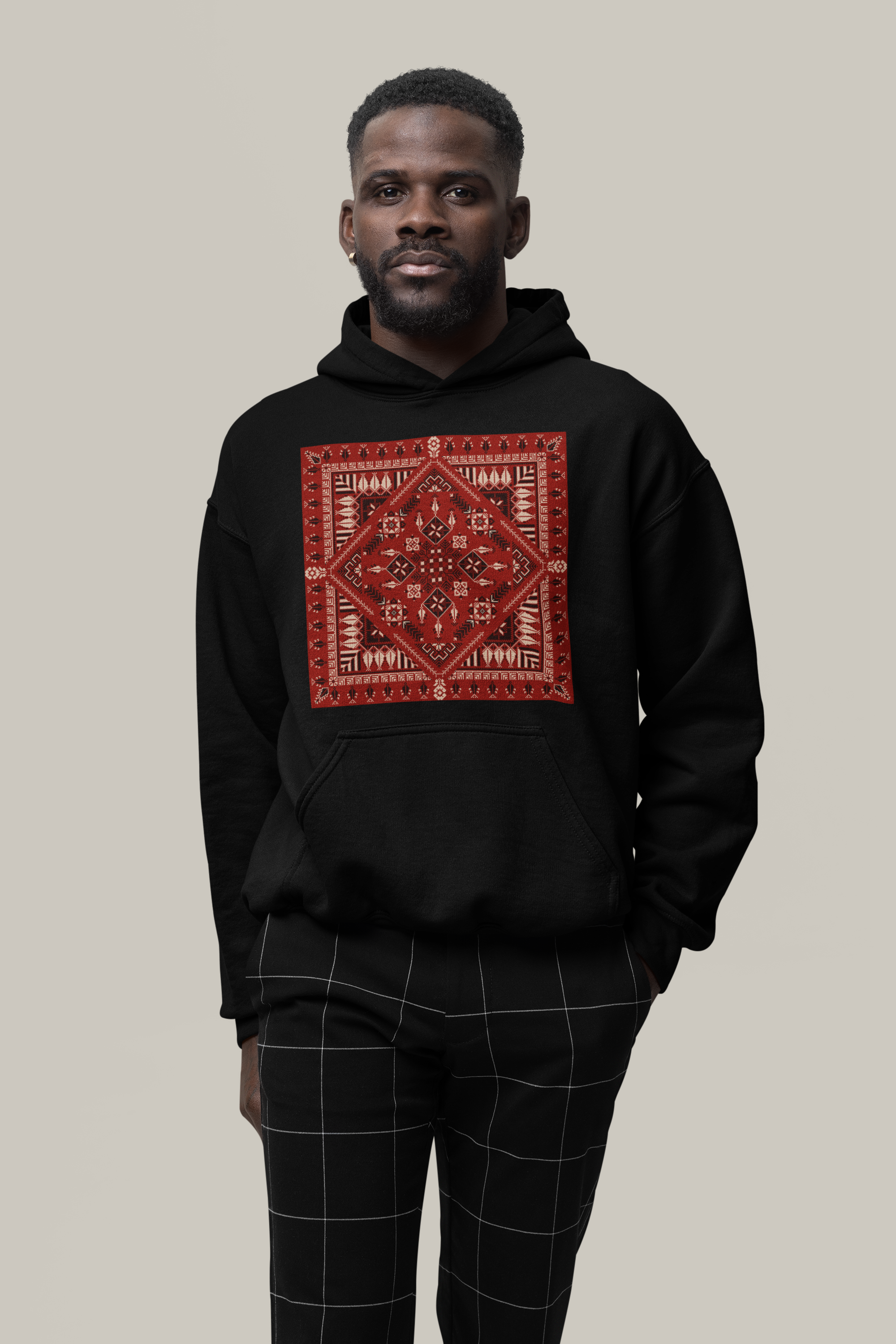 Red Pattern - Organic Hoodie