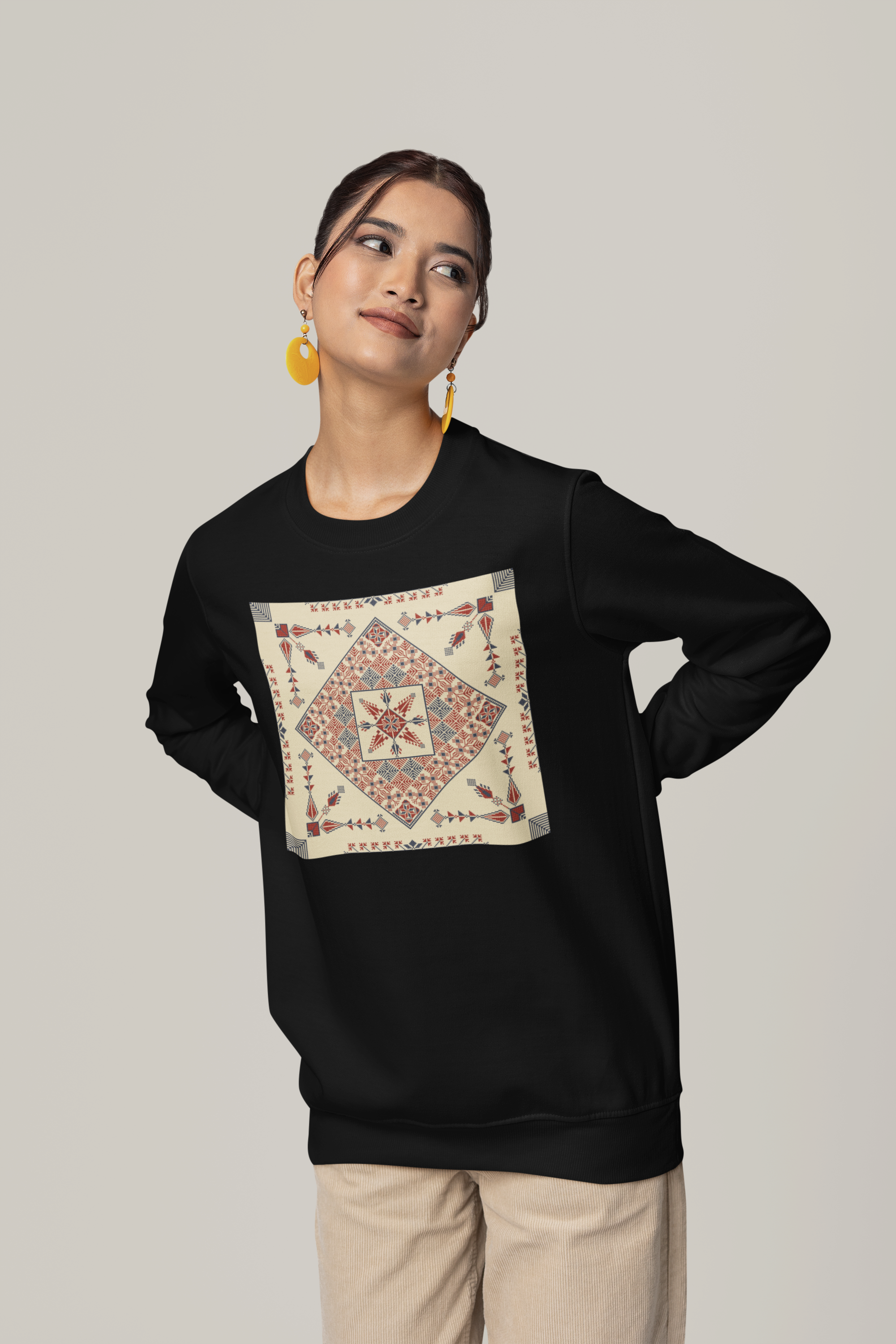Natural and Red Pattern - Basic Sweatshirt