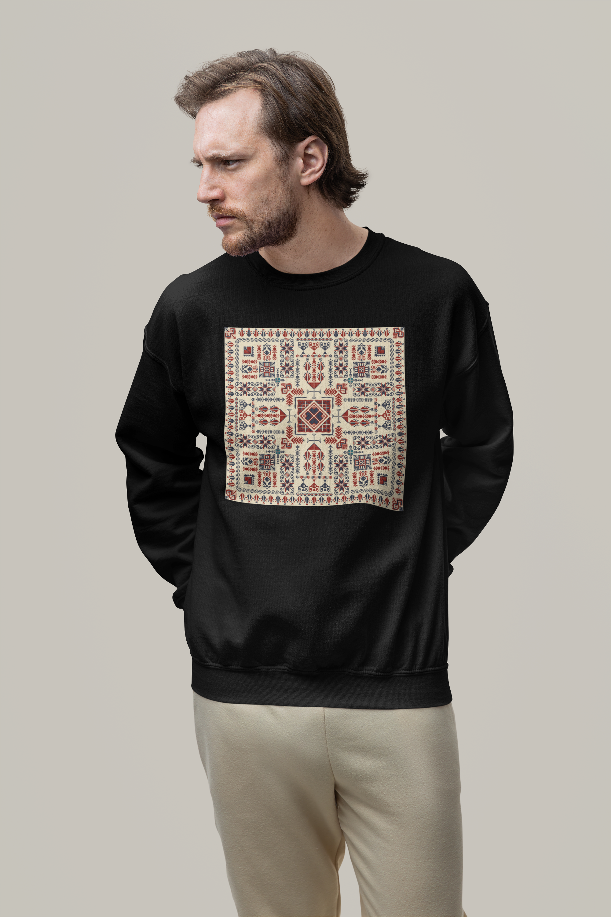 Red and Blue Pattern - Basic Sweatshirt