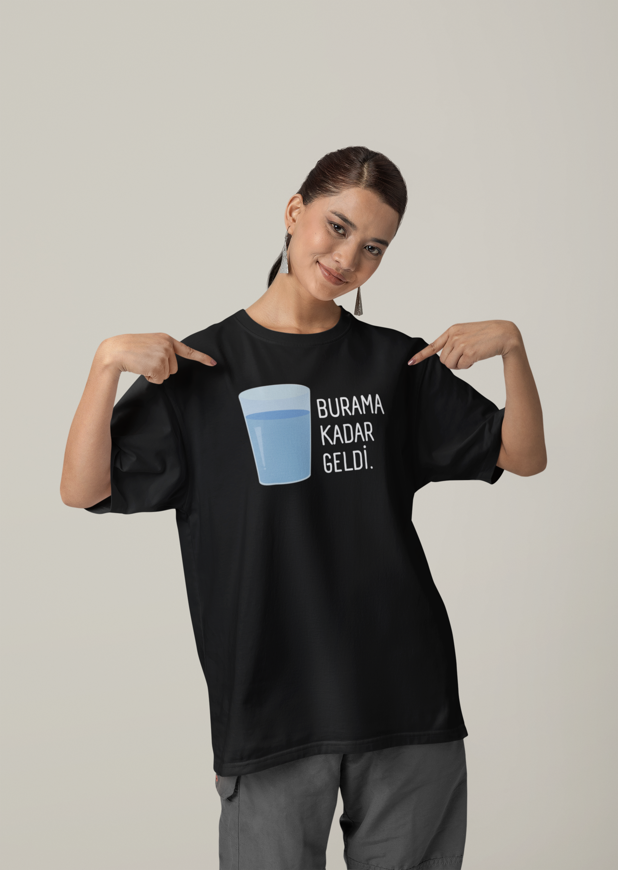BURAMA KADAR GELDİ - Oversized Unisex T-Shirt