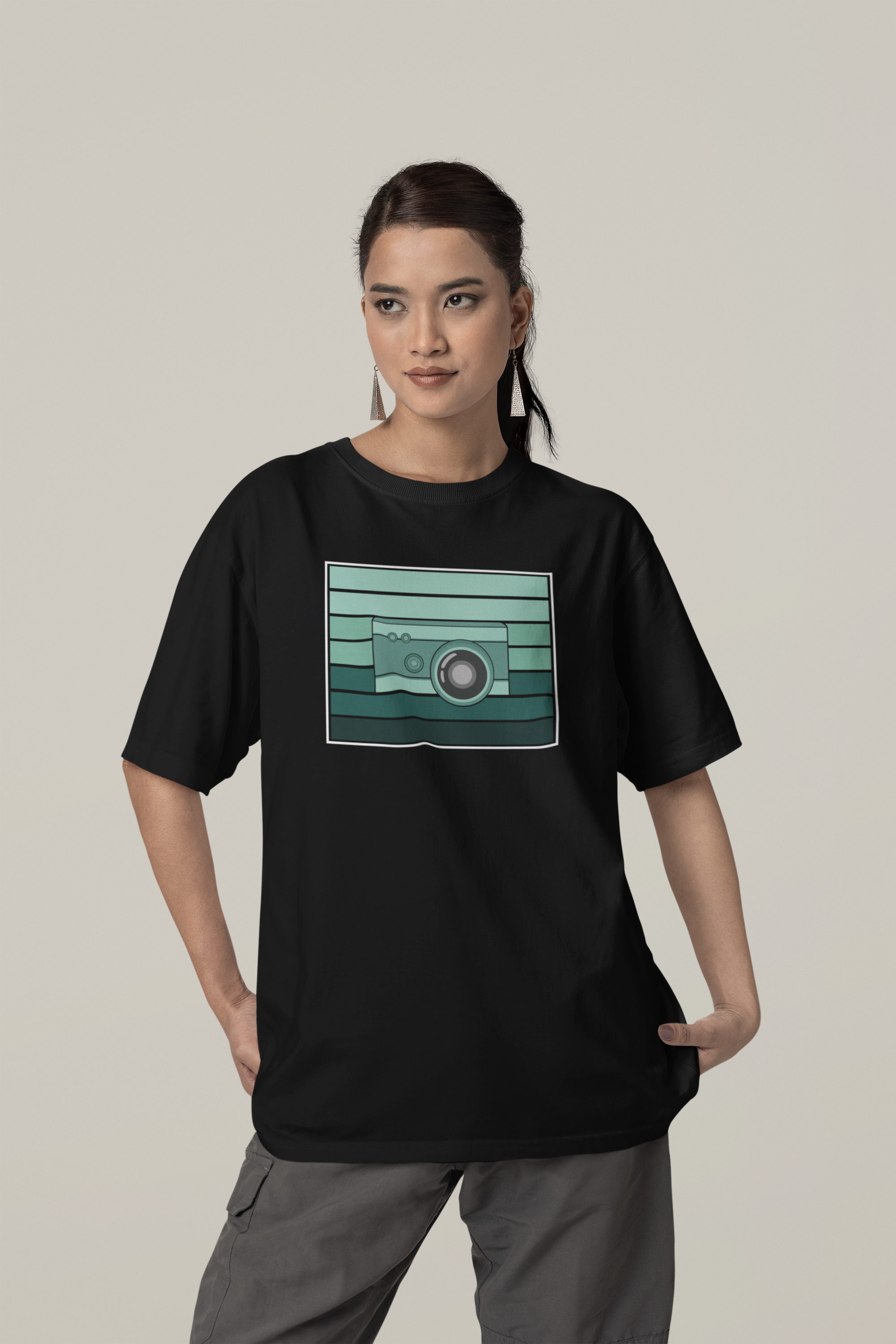 Green Camera - Oversized Unisex T-Shirt