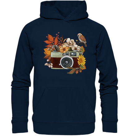 Watercolor Camera Flower Red - Organic Hoodie