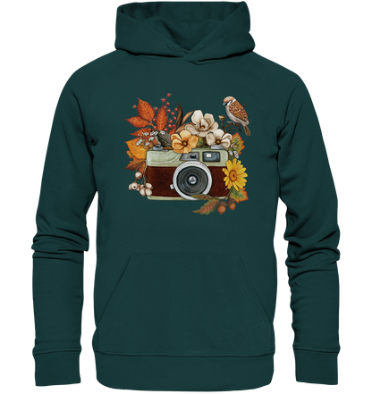 Watercolor Camera Flower Red - Organic Hoodie