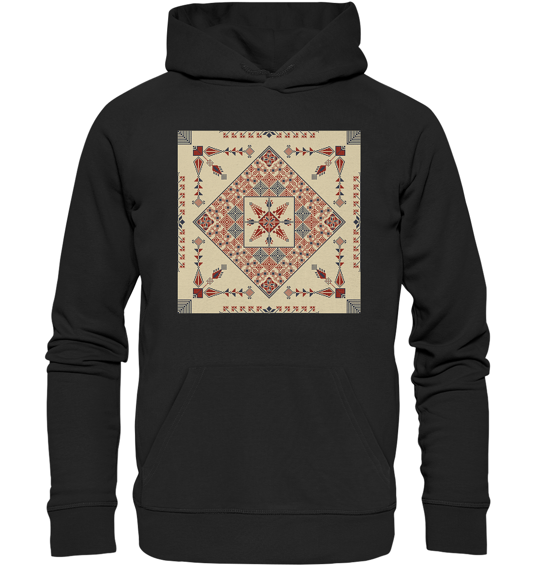 Natural and Red Pattern - Organic Hoodie