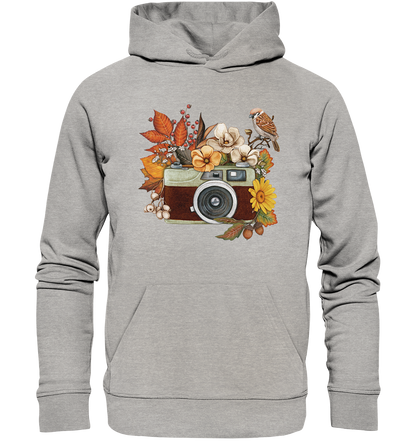 Watercolor Camera Flower Red - Organic Hoodie