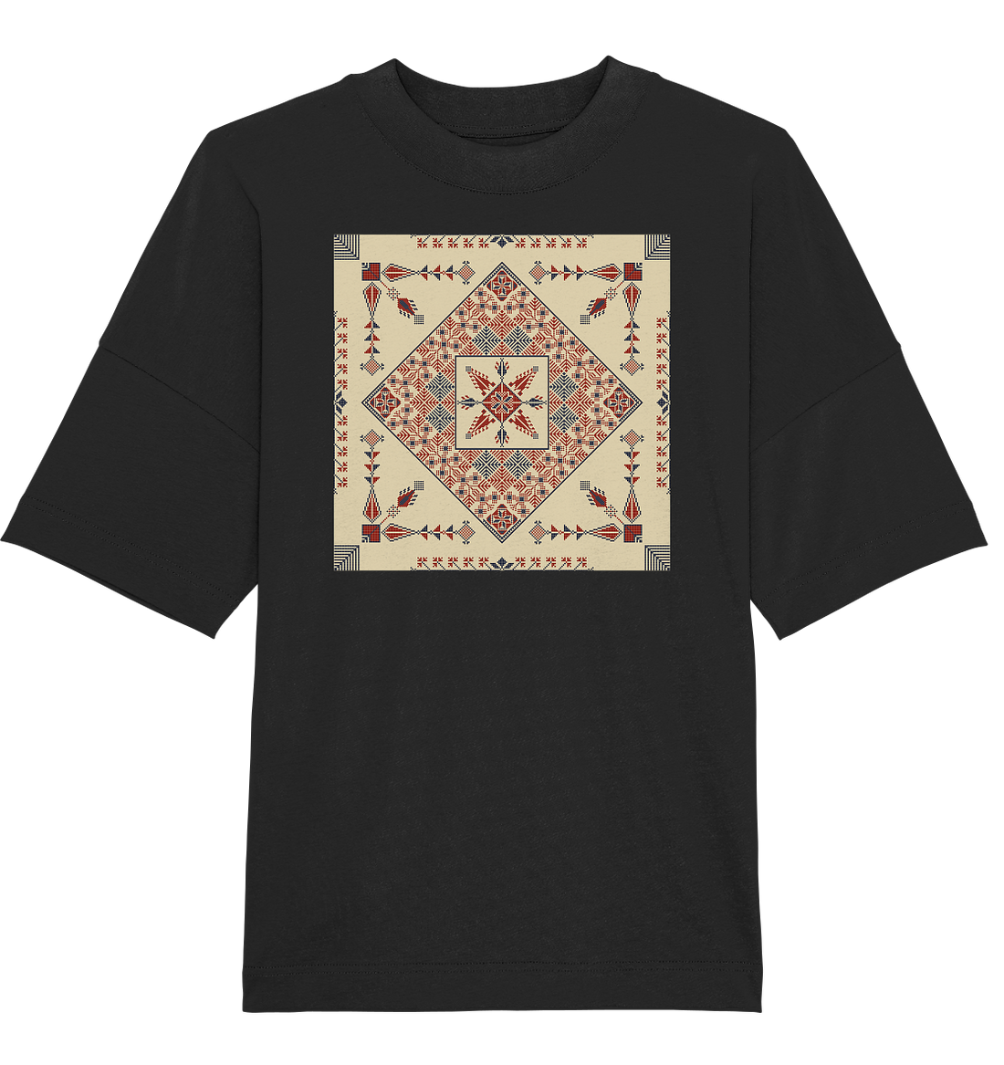 Natural and Red Pattern - Oversized Unisex T-Shirt