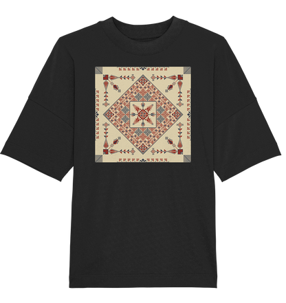 Natural and Red Pattern - Oversized Unisex T-Shirt