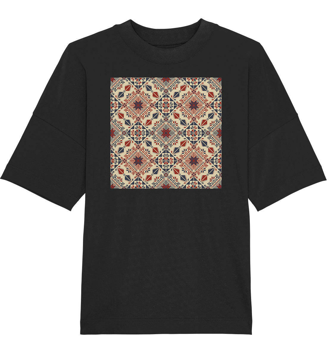 Red and Blue Circle Pattern - Oversized Unisex T-Shirt