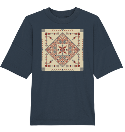 Natural and Red Pattern - Oversized Unisex T-Shirt