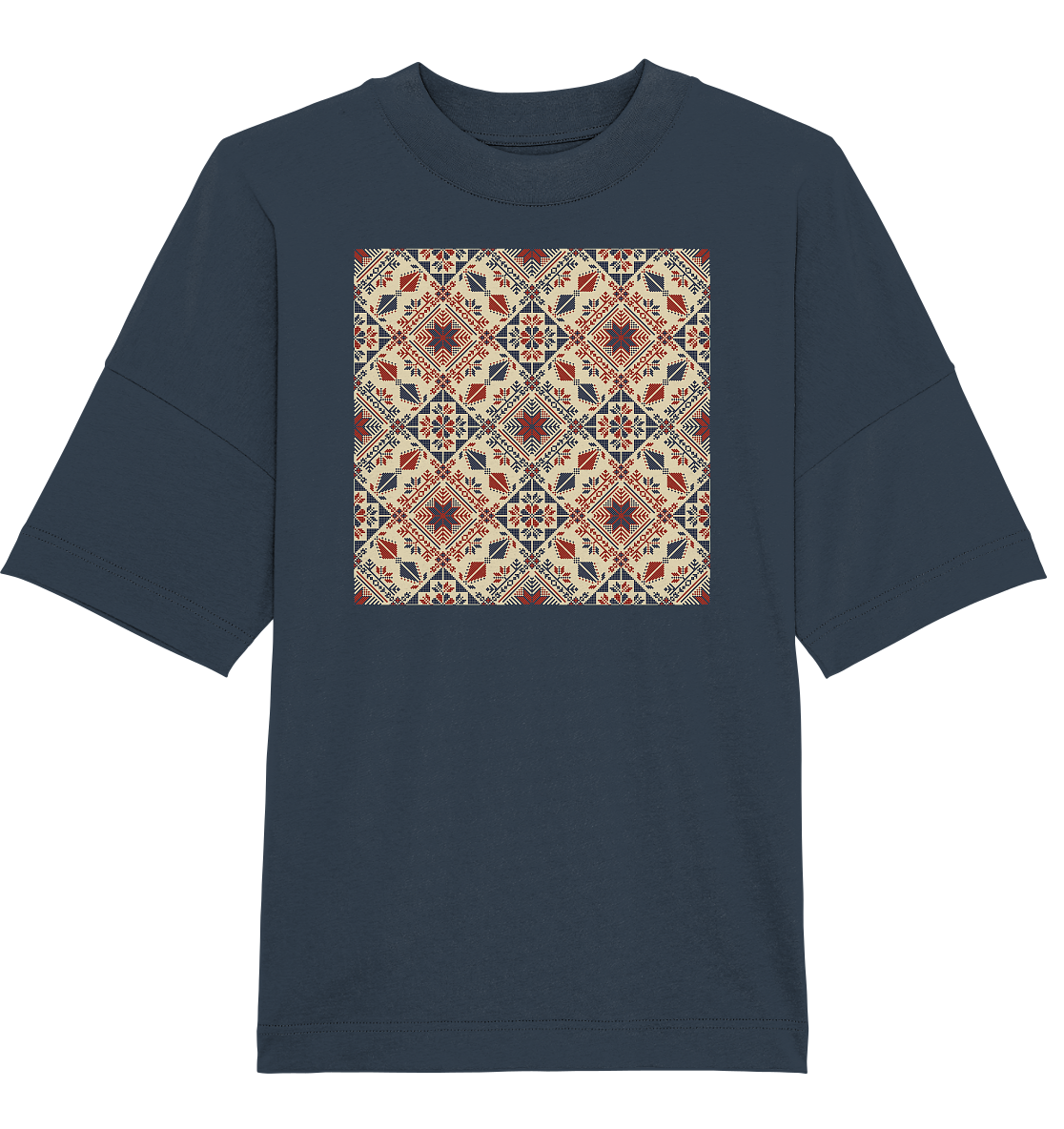Red and Blue Circle Pattern - Oversized Unisex T-Shirt