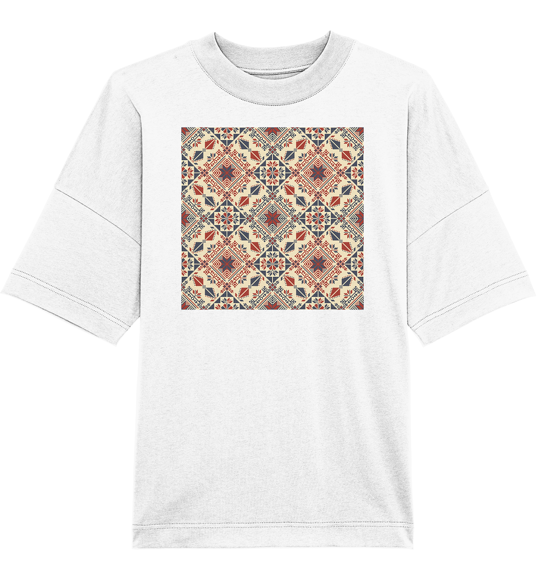 Red and Blue Circle Pattern - Oversized Unisex T-Shirt