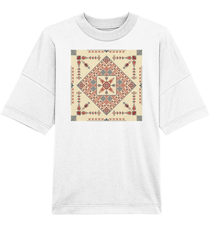 Natural and Red Pattern - Oversized Unisex T-Shirt