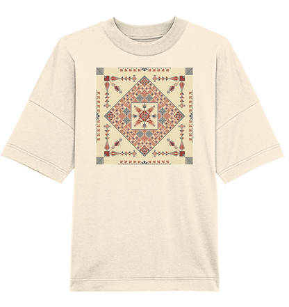 Natural and Red Pattern - Oversized Unisex T-Shirt