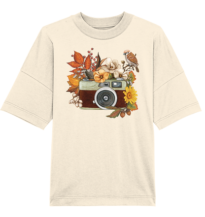 Watercolor Camera Flower Red - Oversized Unisex T-Shirt