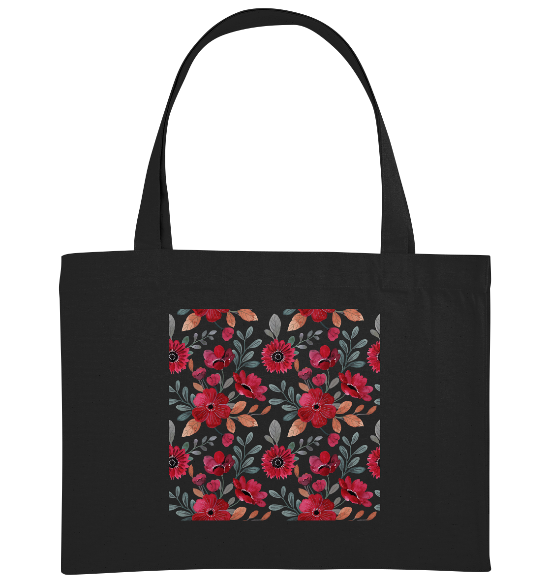 Blumenmuster Rot - Organic Shopping-Bag