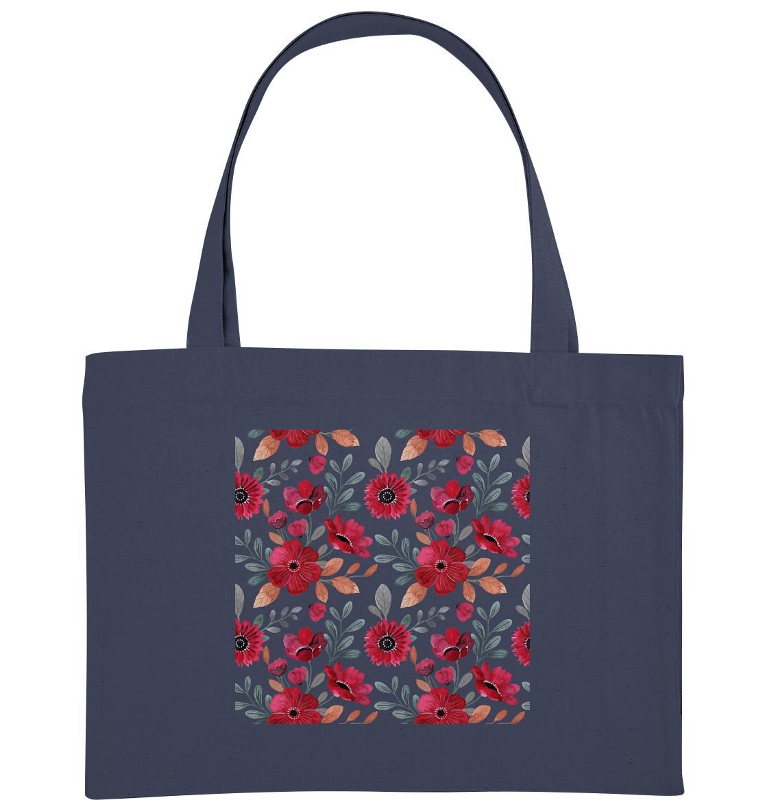Blumenmuster Rot - Organic Shopping-Bag