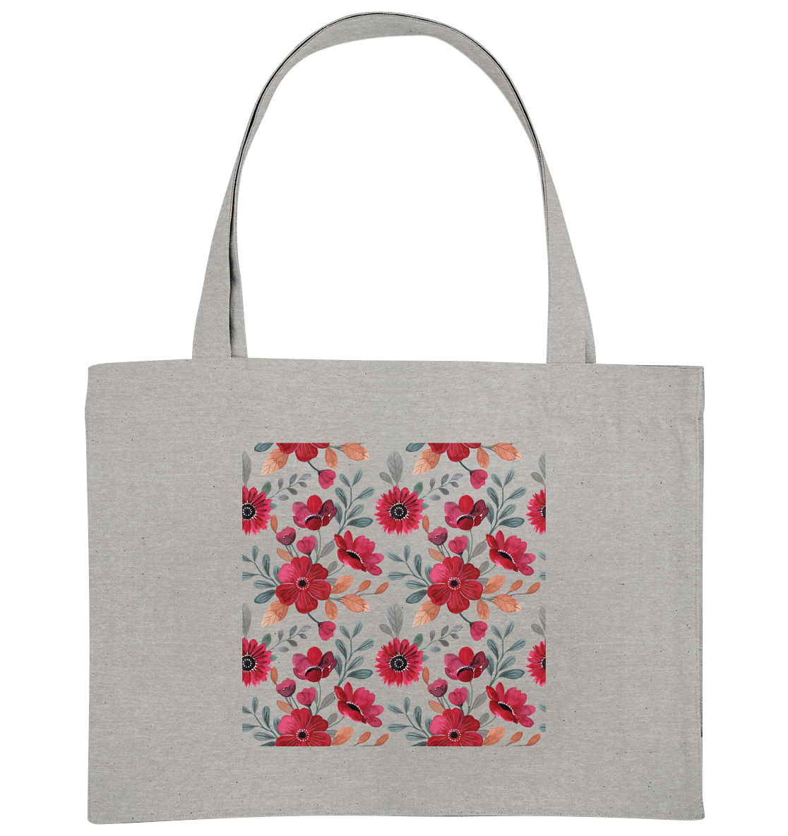 Blumenmuster Rot - Organic Shopping-Bag