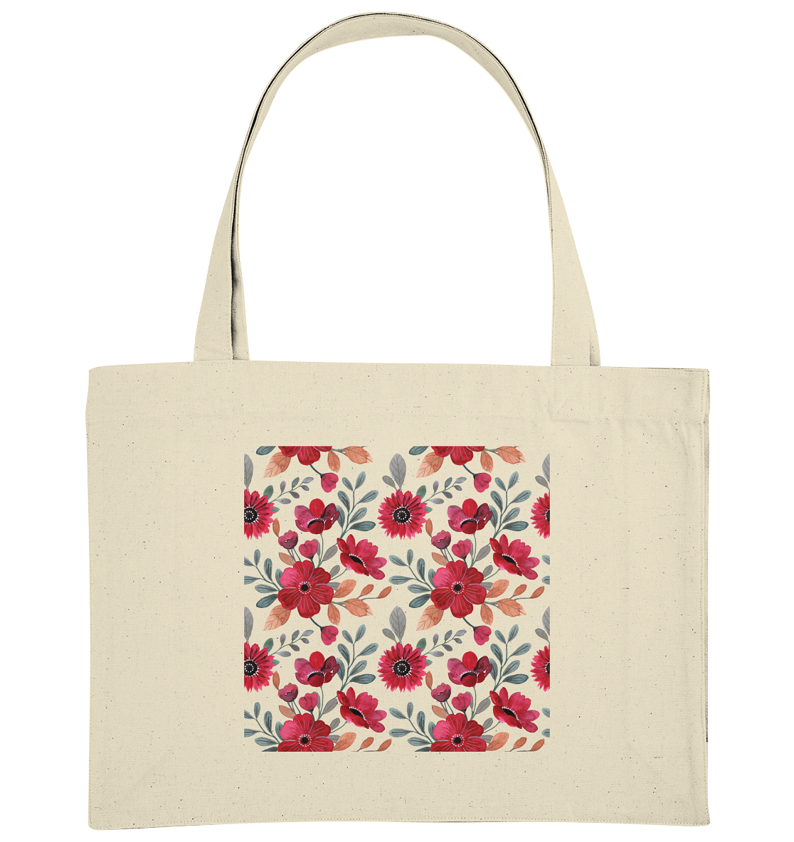 Blumenmuster Rot - Organic Shopping-Bag