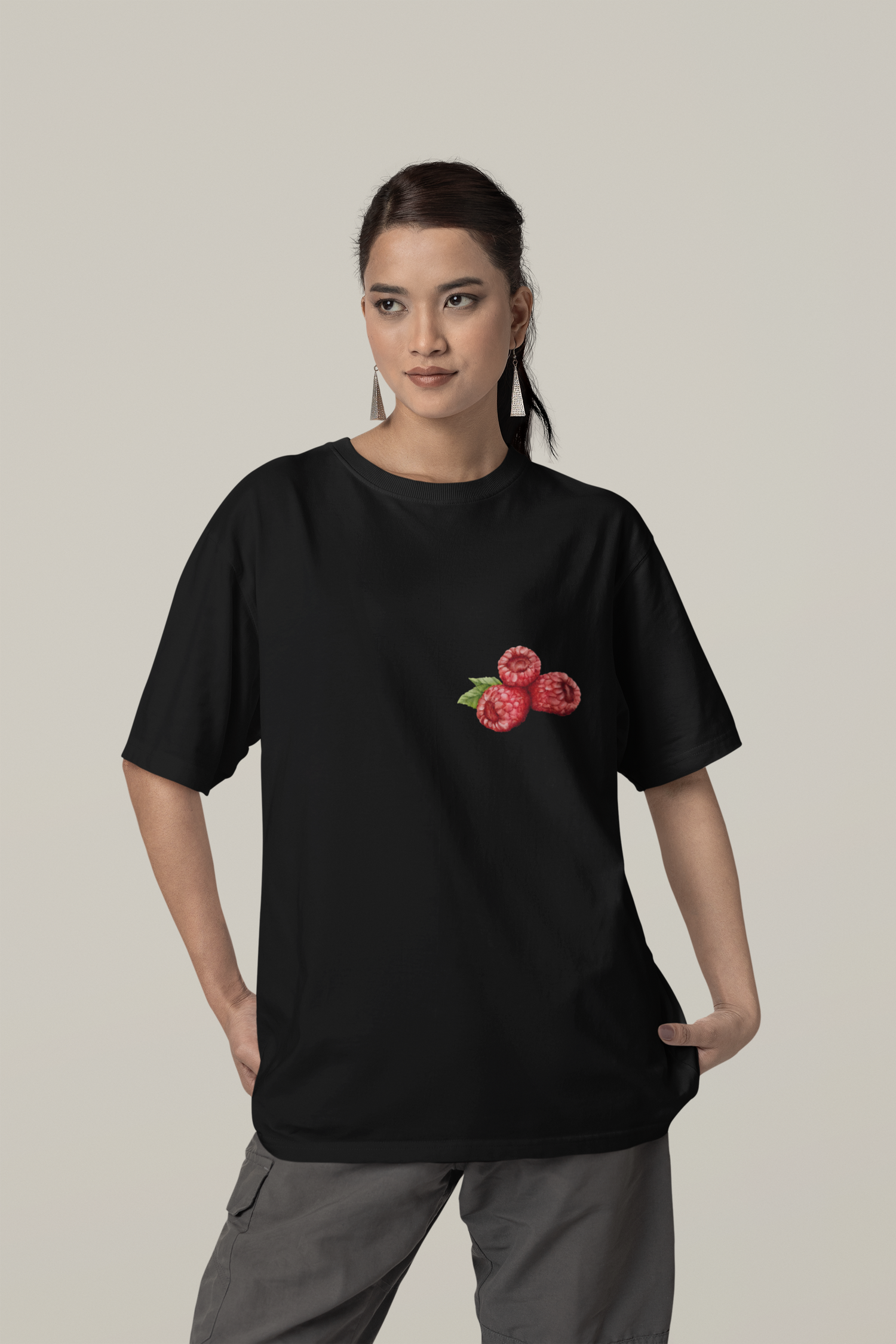 Raspberry watercolor - Oversized Unisex T-Shirt