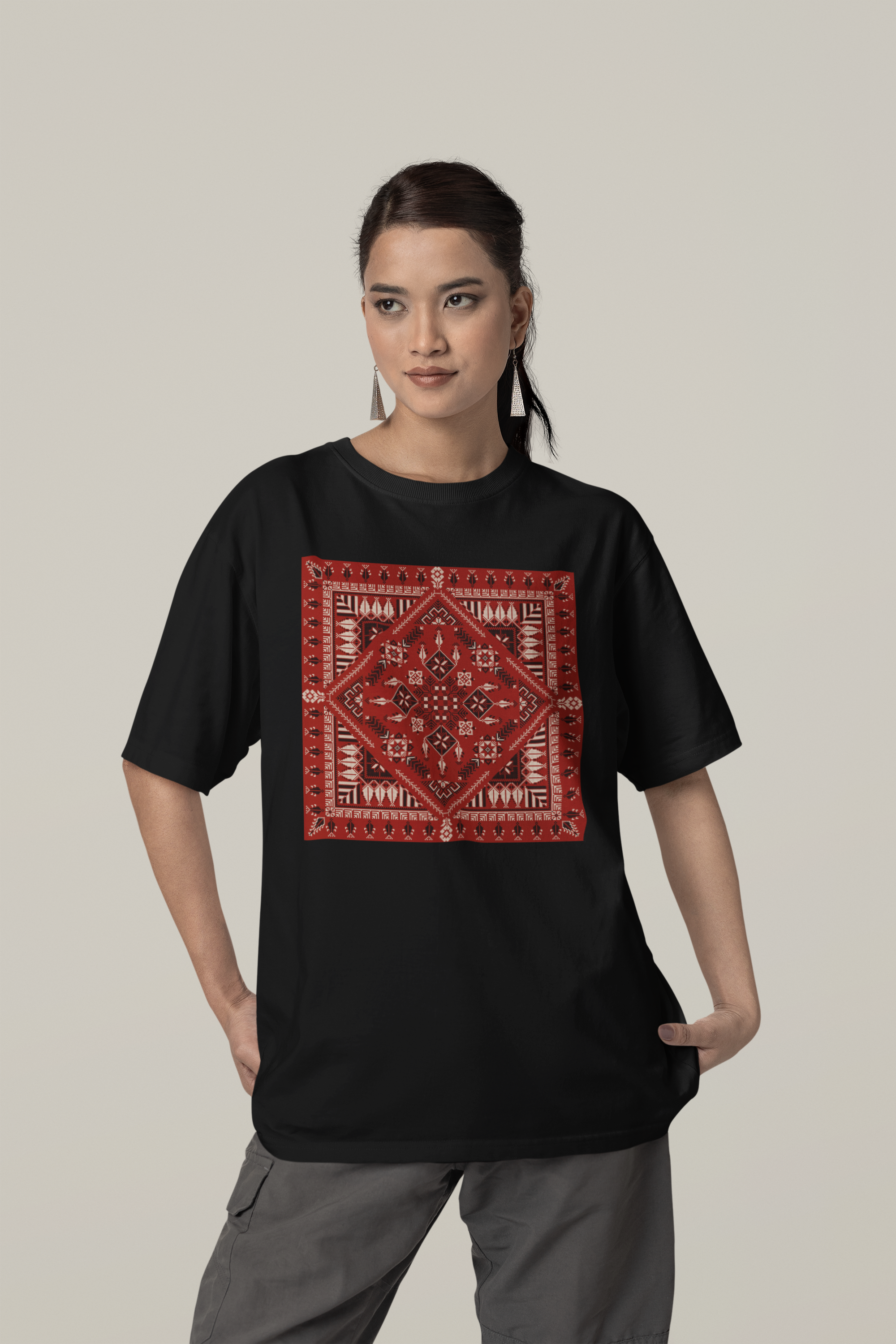 Red Pattern - Oversized Unisex T-Shirt