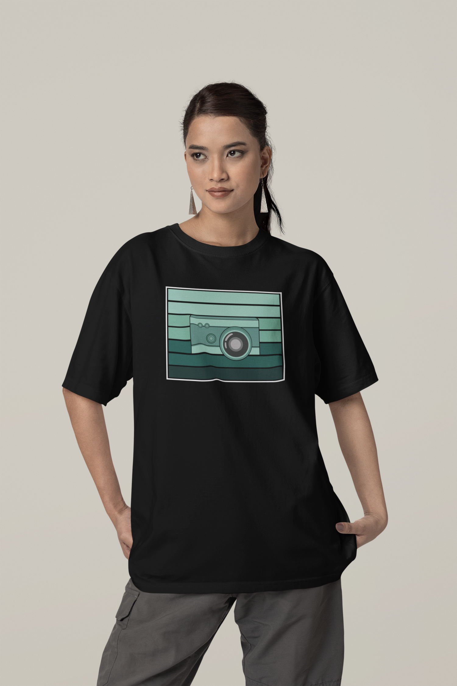 Green Camera - Oversized Unisex T-Shirt